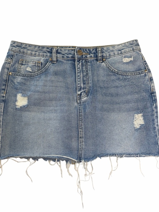 vipones Dresses & Skirts - Frayed Hem Light Blue Denim Mini Skirt